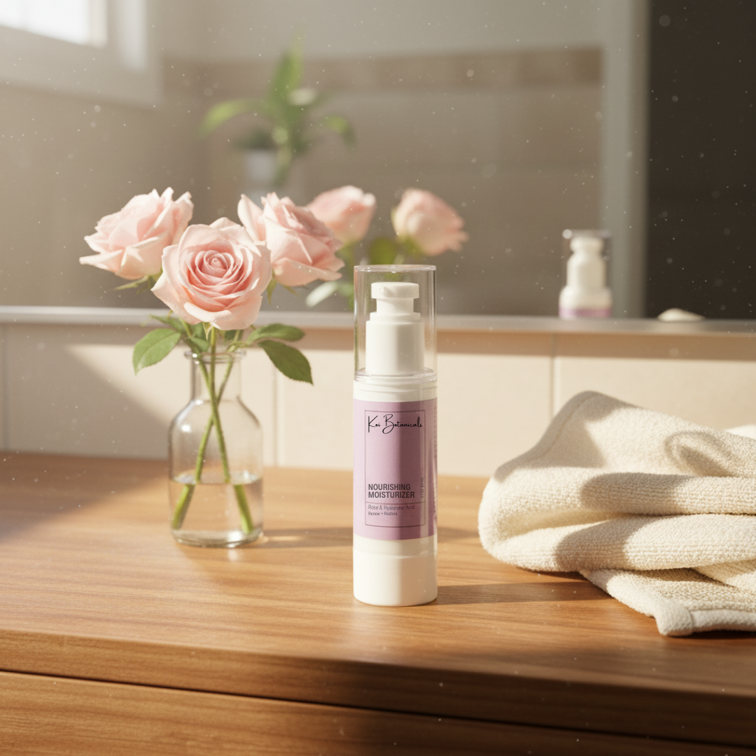NOURISHING MOISTURIZER | Glow with rose water, hyaluronic acid & hibiscus - Koi Botanicals 2.7oz