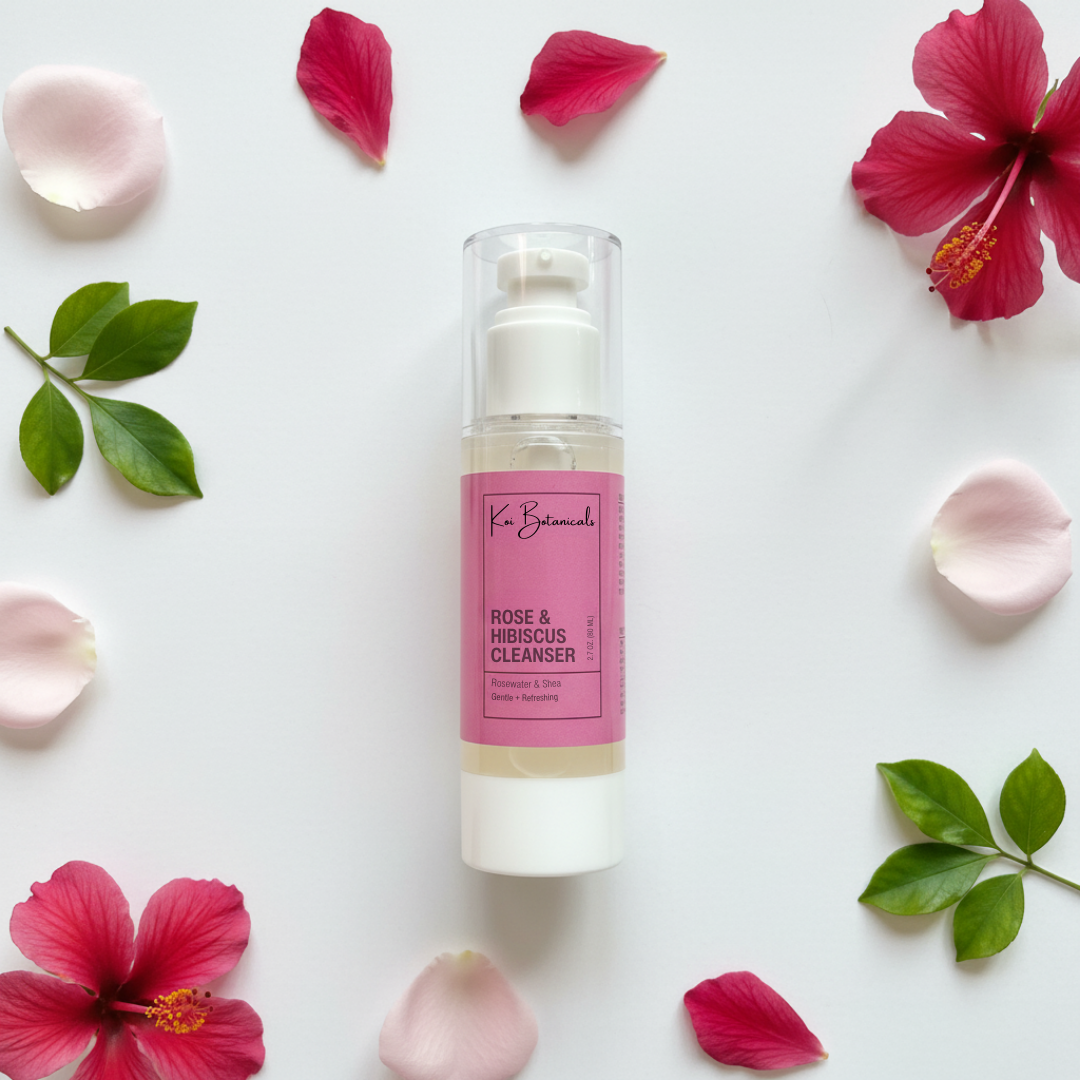 ROSE & HIBISCUS CLEANSER | Hydrating cleanse that lifts buildup & leaves a soft glow - Koi Botanicals 2.7oz.