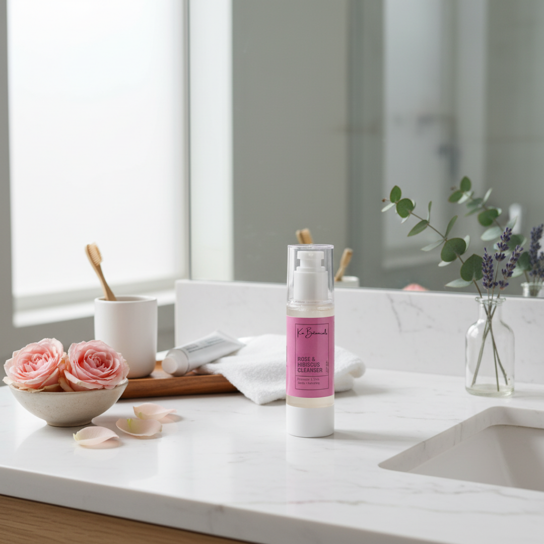 ROSE & HIBISCUS CLEANSER | Hydrating cleanse that lifts buildup & leaves a soft glow - Koi Botanicals 2.7oz.