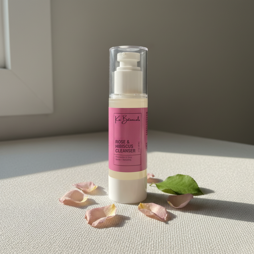 ROSE & HIBISCUS CLEANSER | Hydrating cleanse that lifts buildup & leaves a soft glow - Koi Botanicals 2.7oz.