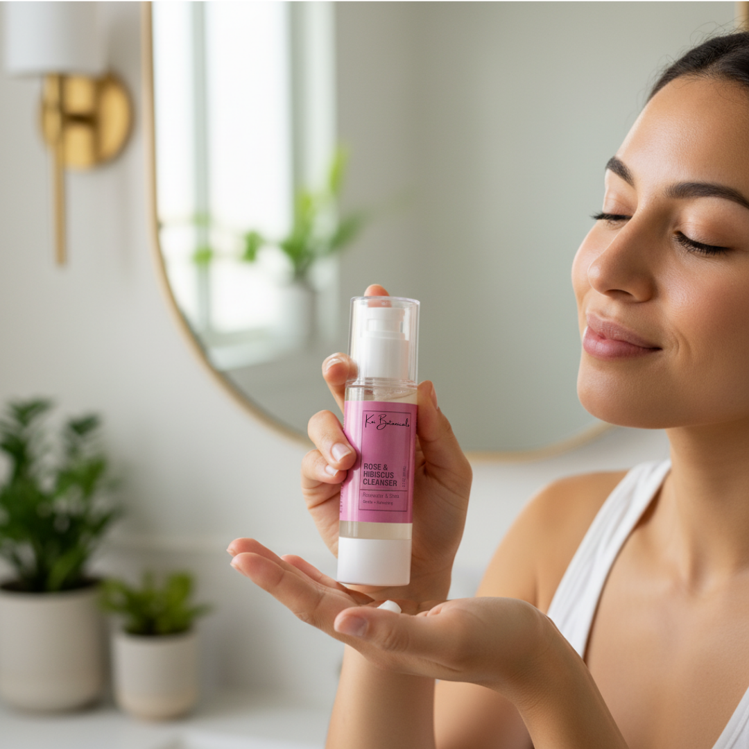 ROSE & HIBISCUS CLEANSER | Hydrating cleanse that lifts buildup & leaves a soft glow - Koi Botanicals 2.7oz.