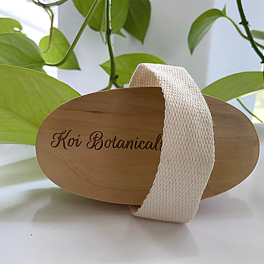 Dry Brushing Body Brush | Detox & Exfoliate - Koi Botanicals 5.2" x 2.8" x 1.4"